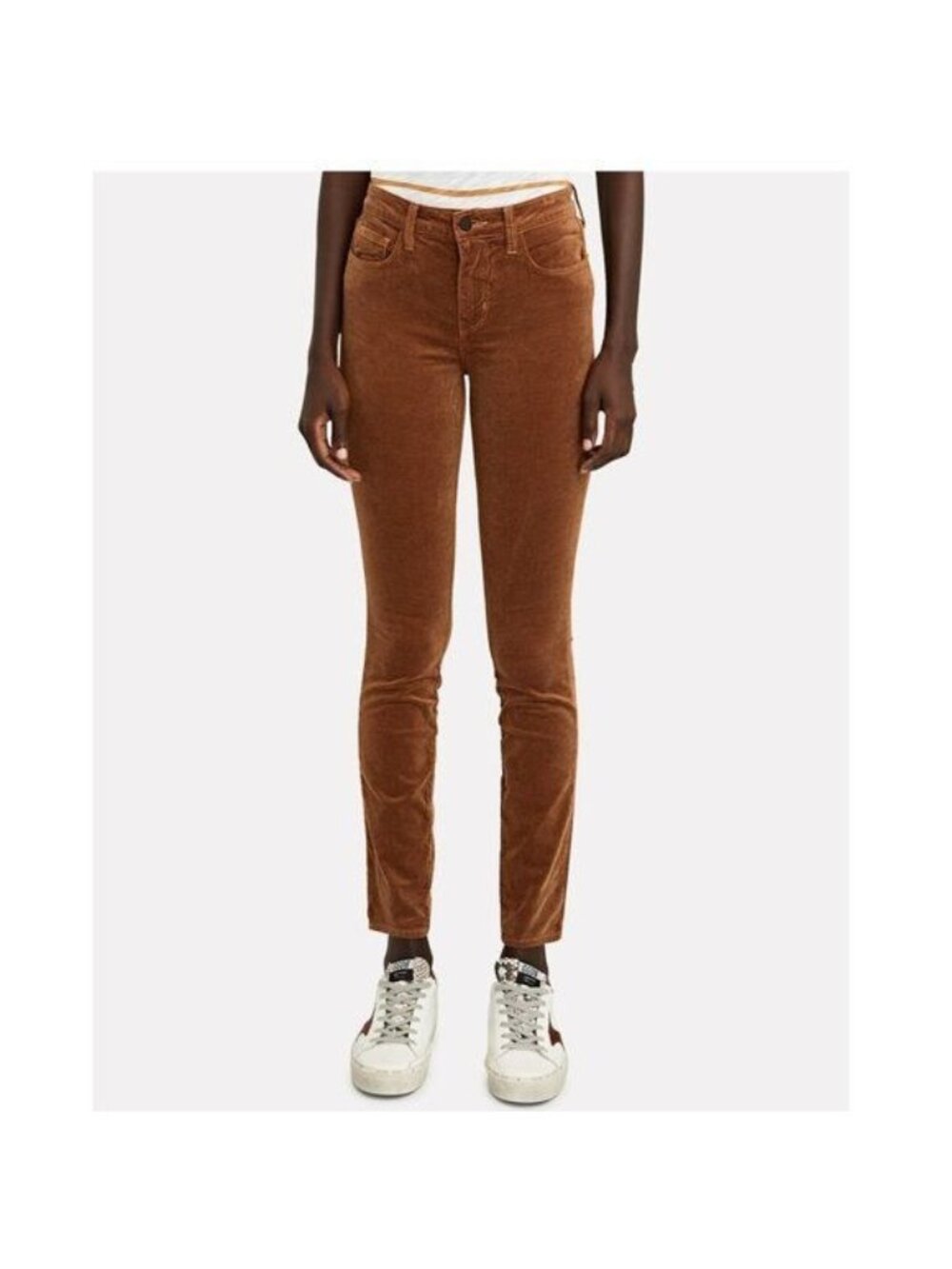 L'agence High Rise Stretch Velvet Marguerite Skinny Jeans in Copper - 25